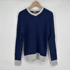 Golf Wang Sweater Men Size S Blue Silver Glitter V Neck Cable Knit Preppy